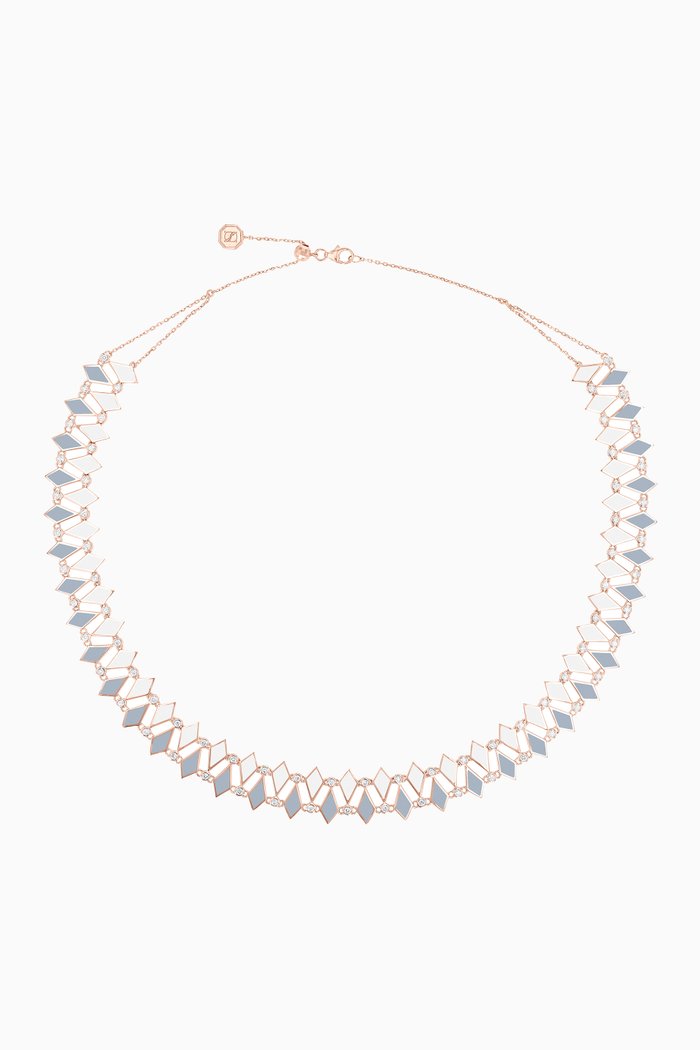 

Double Line Mosaic Necklace in 18kt Rose Gold, Grey