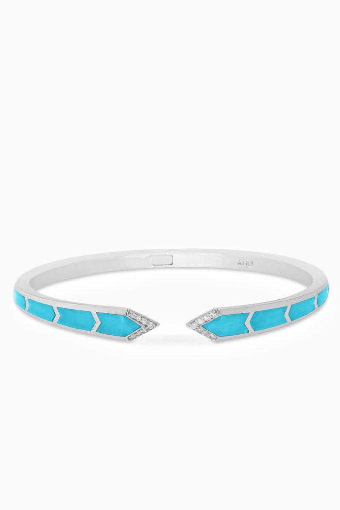 

Junonia Diamonds & Mother of Pearl Bangle in 18kt White Gold, Blue