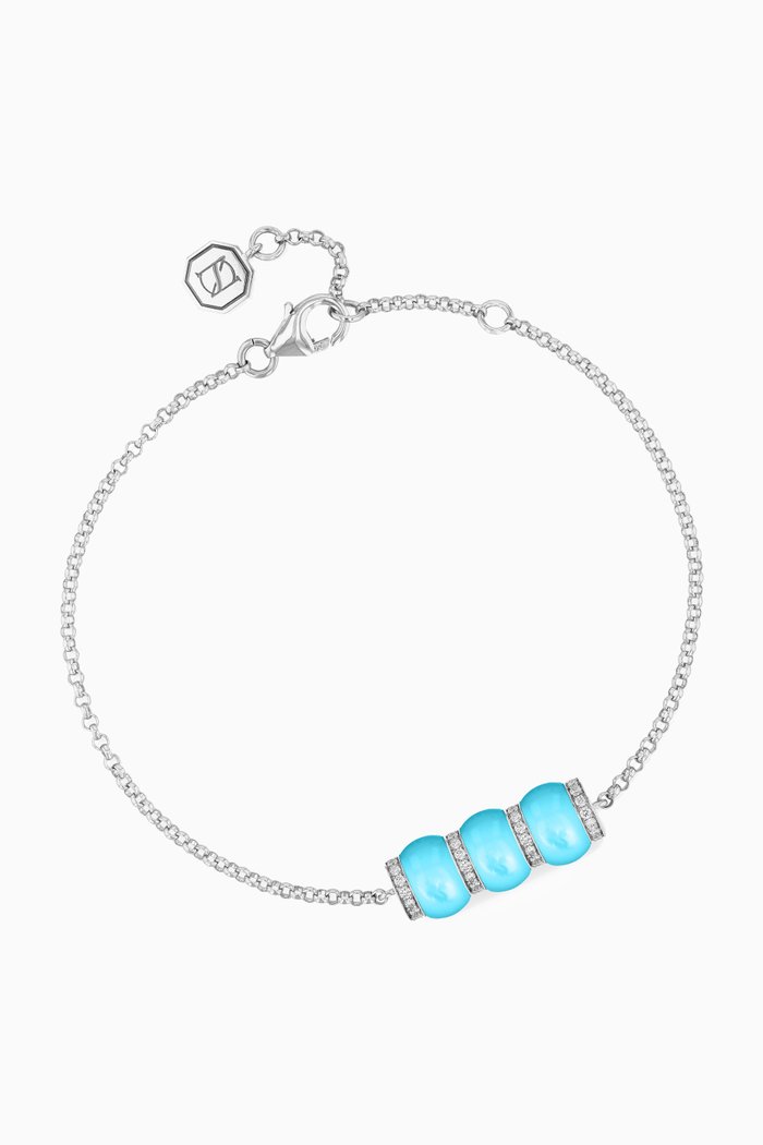 

Cerith Diamonds & Turquoise Bracelet in 18kt White Gold, Blue