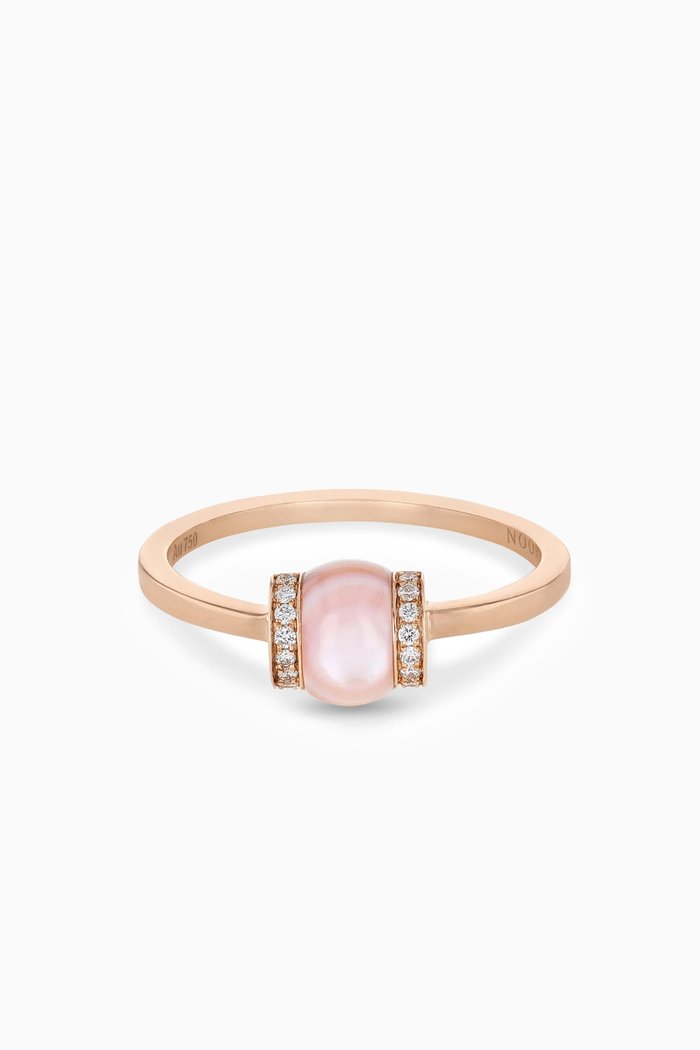 Single Cerith Diamond & Mother of Pearl Ring in 18kt Gold, Pink