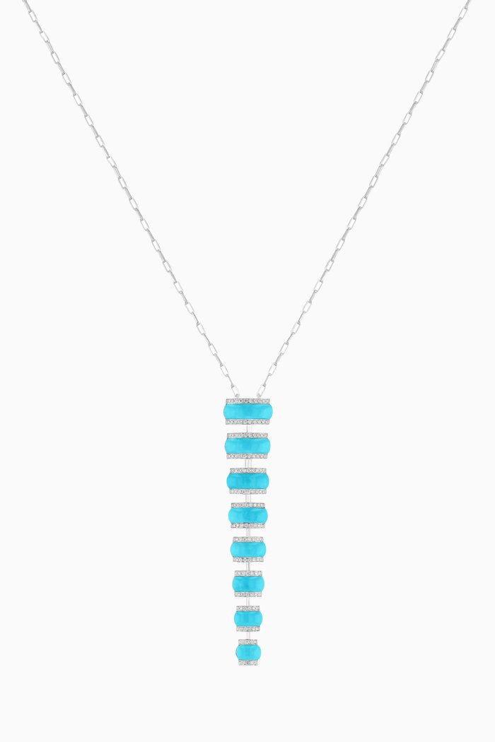 

Maldivian Shell Pendant Necklace in 18kt White Gold, Blue
