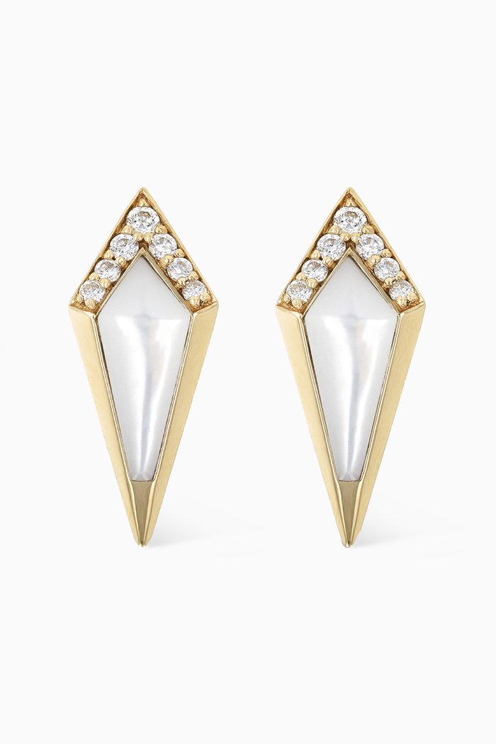 

Junonia Diamond & Mother of Pearl Studs in 18kt Gold, White