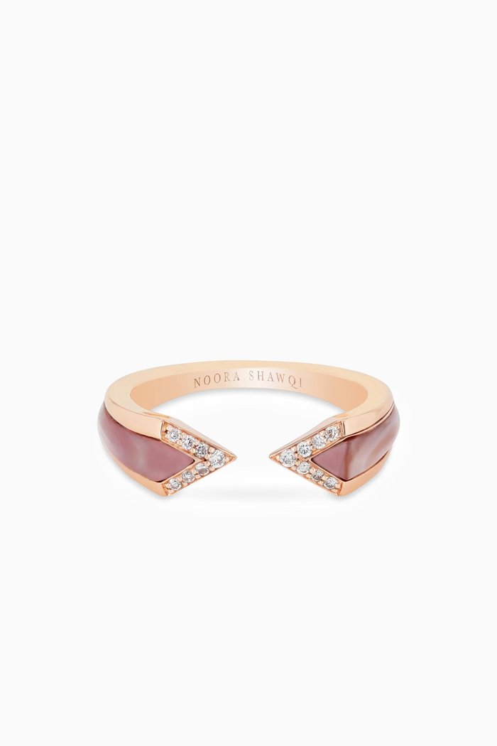 Junonia Diamonds & Mother of Pearl Ring in 18kt Rose Gold, Pink