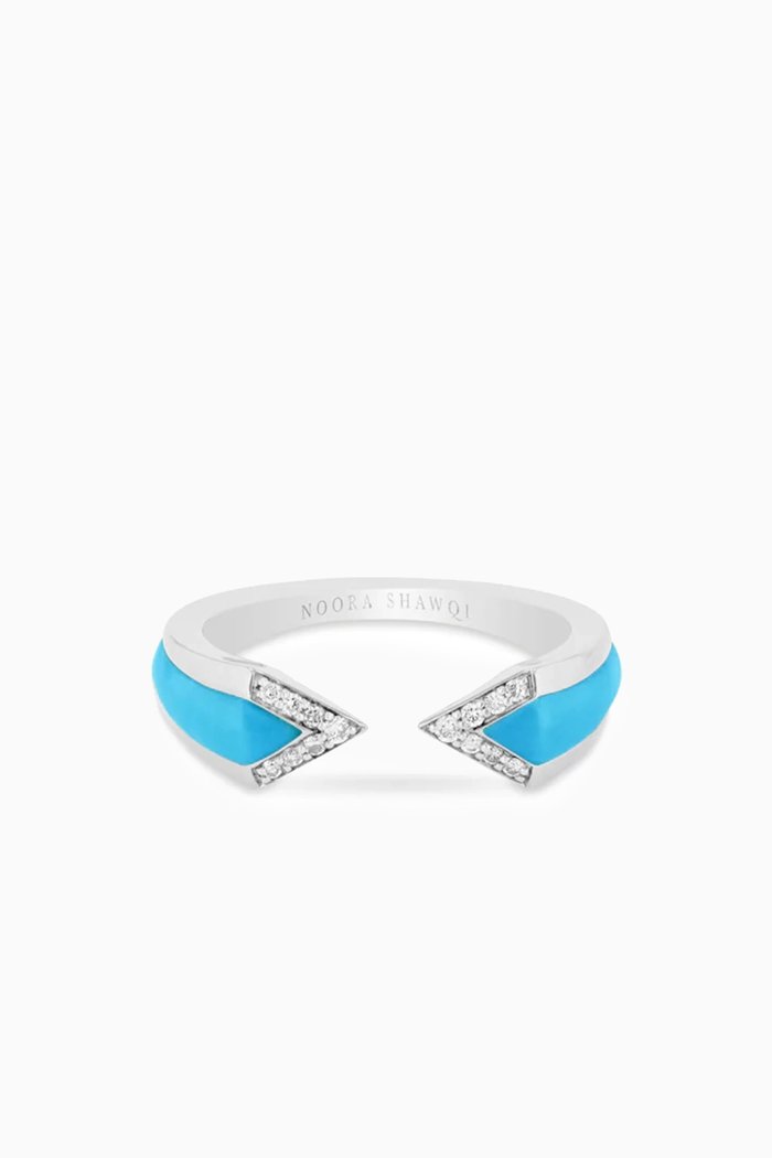 

Junonia Diamonds & Mother of Pearl Ring in 18kt White Gold, Blue