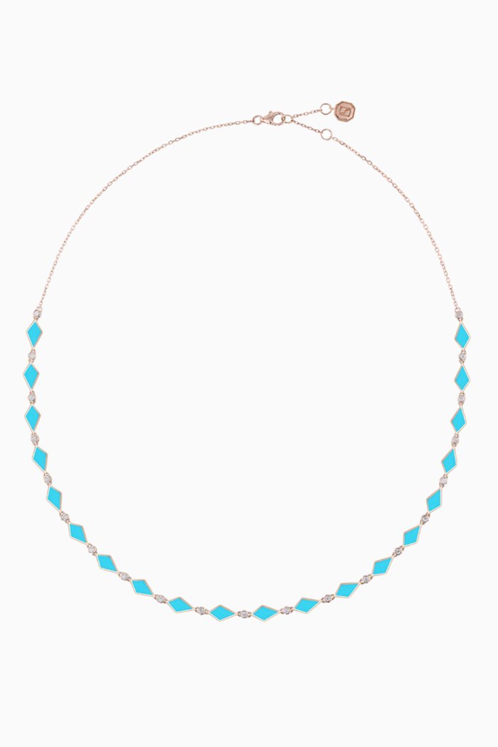 Mosaic Necklace in 18kt Rose Gold, Blue