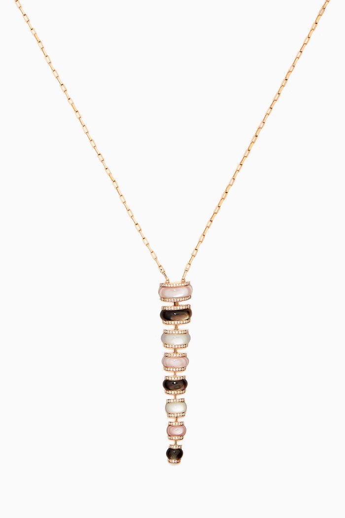

Maldivian Shell Pendant Necklace in 18kt Rose Gold, Multicolour