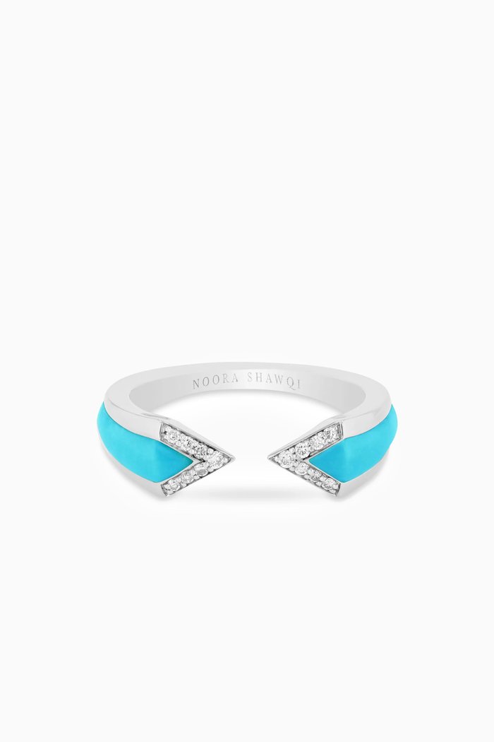 

Junonia Diamonds & Turquoise Ring in 18kt White Gold, Blue