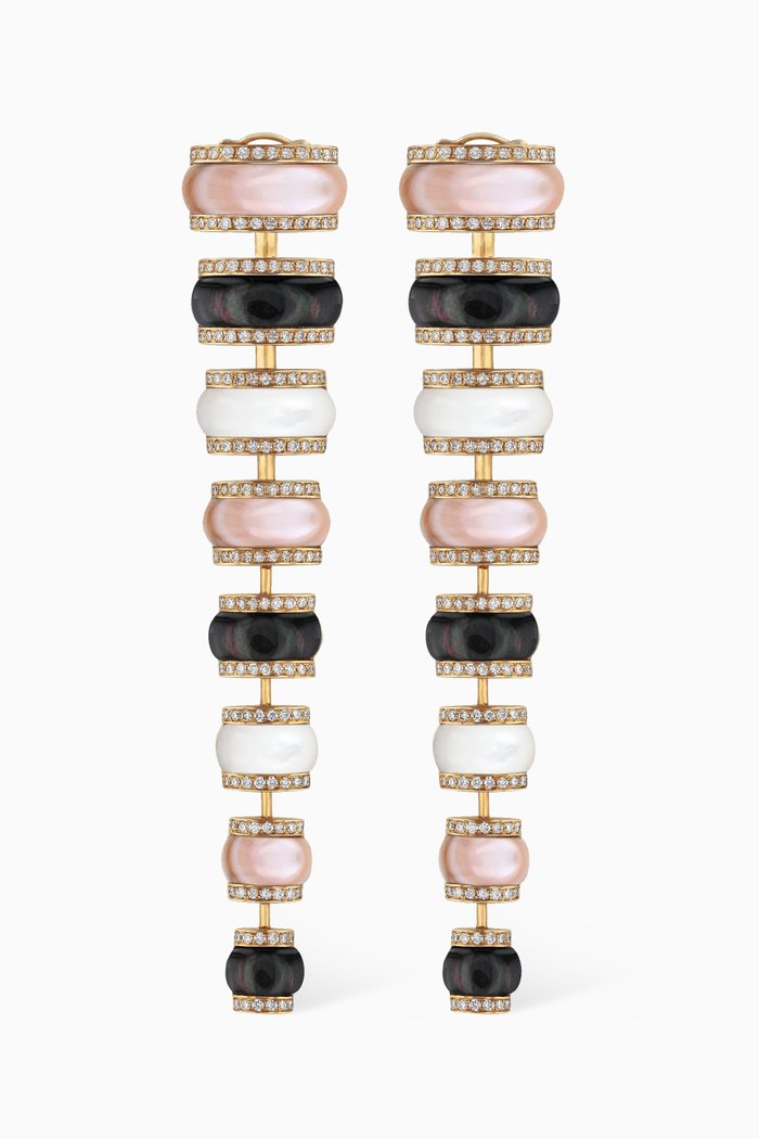 

Maldivian Diamond & Mother of Pearl Shell Earrings in 18kt Rose Gold, Multicolour