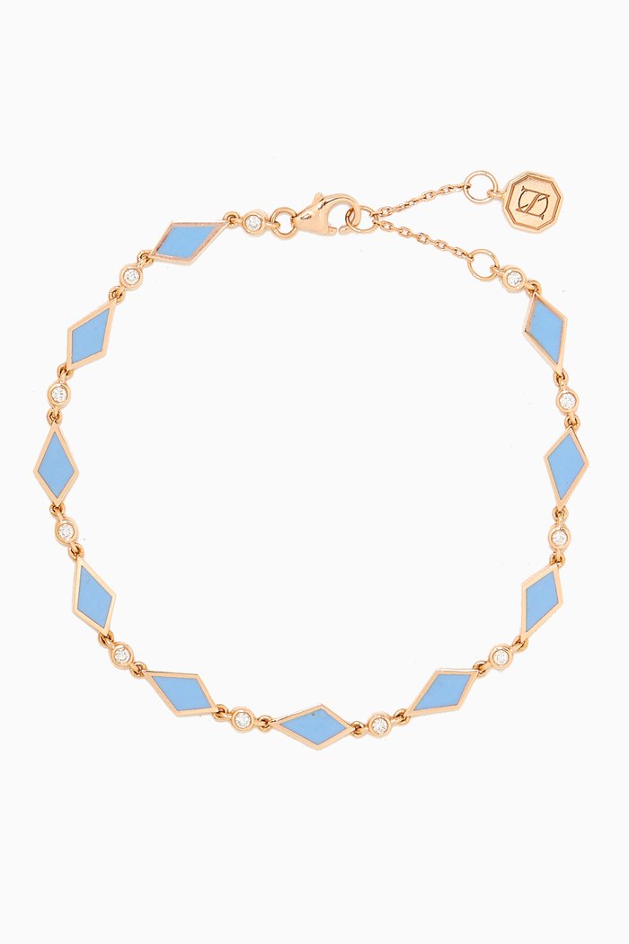

Mosaic Diamond & Enamel Bracelet in 18kt Gold, Grey