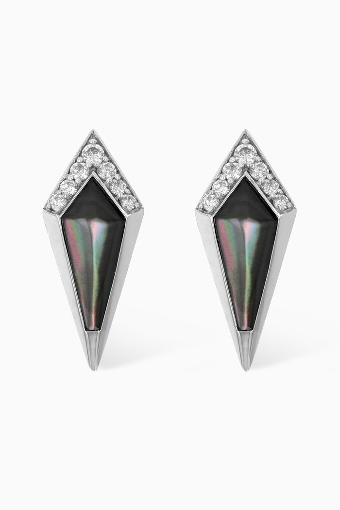

Junonia Diamond & Mother of Pearl Studs in 18kt White Gold, Black