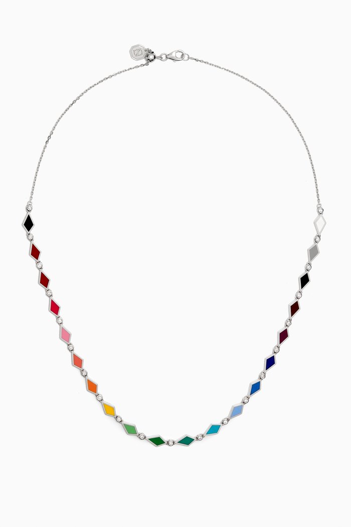 Mosaic Necklace in 18kt Rose Gold, Silver