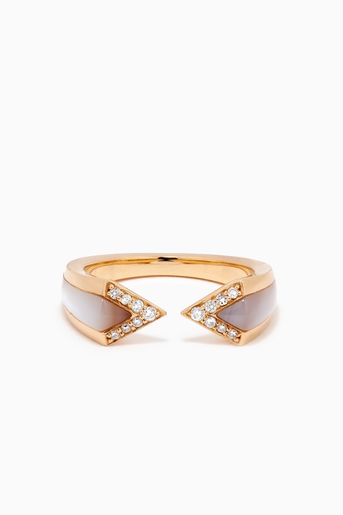 Junonia Diamonds & Mother of Pearl Ring in 18kt Rose Gold, White