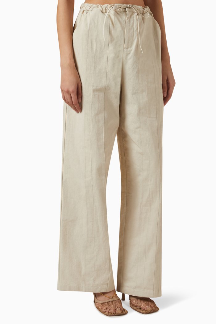 

Straight-leg Pants in Cotton, Neutral