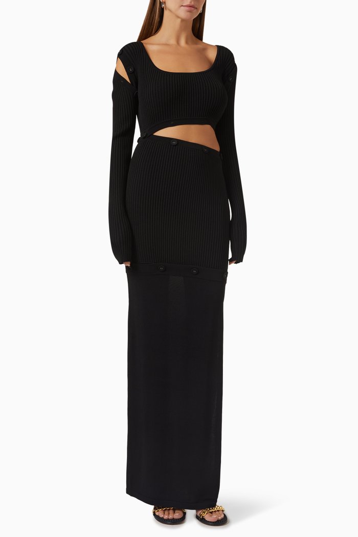 Deconstruct Column Dress in Viscose-blend, Black