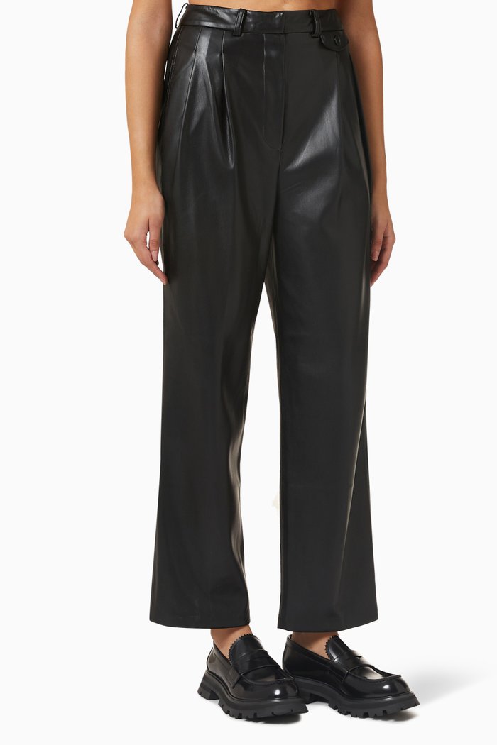 

Pernille Pants in Faux-leather, Black