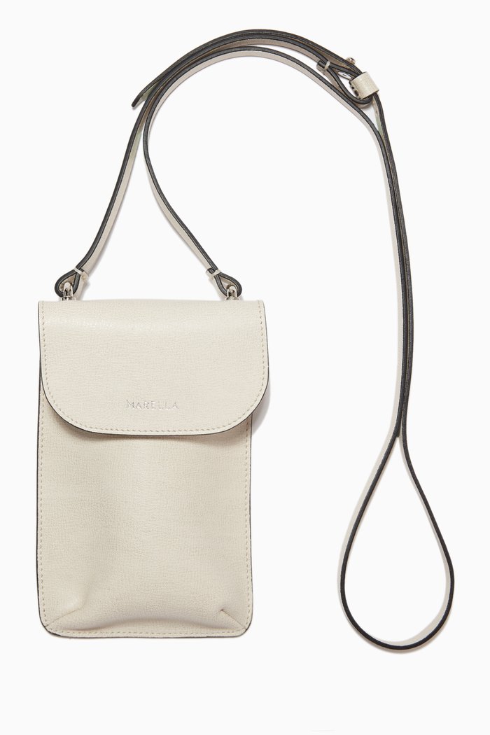 

Moira Phone Bag in Leather, White