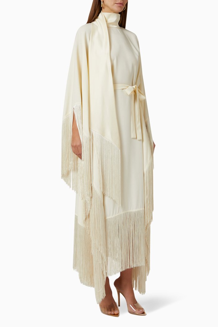 

Mrs. Ross Maxi Kaftan in Crêpe, White