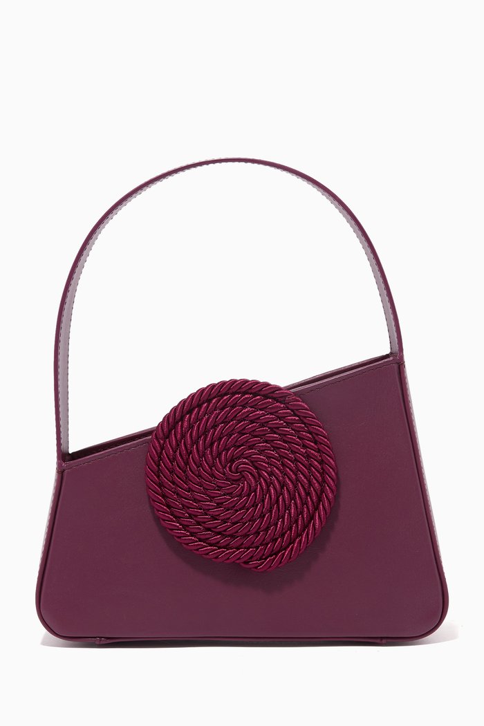 Albert Small Passementerie Bag in Leather, Burgundy