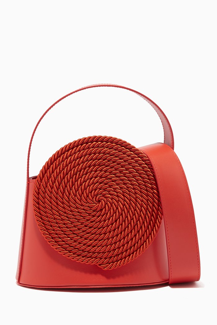 Gunther Small Passementerie Bag in Leather, Orange