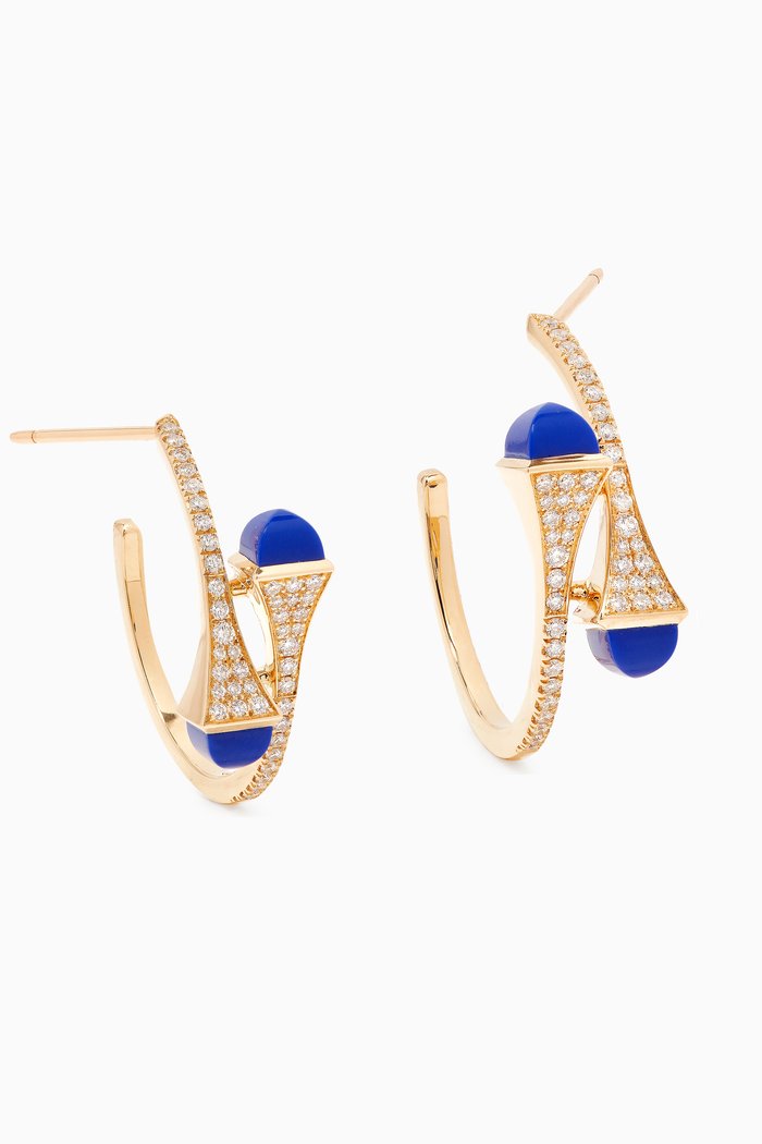 

Cleo Diamond & Lapis Lazuli Hoop Earrings in 18kt Gold, Yellow