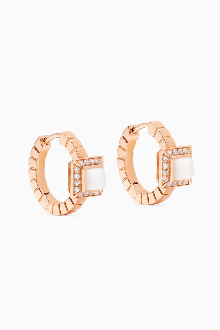 

Cleo Lotus Diamond & White Agate Earrings in 18kt Rose Gold