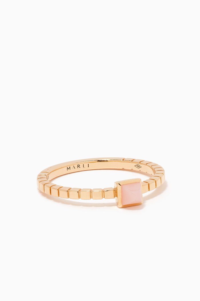Cleo Lotus Pink Opal Slim Ring in 18kt Gold, Yellow