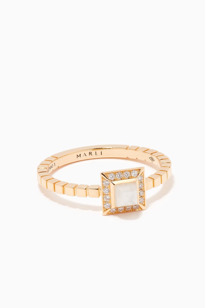 

Cleo Lotus Diamond & Moonstone Ring in 18kt Gold, Yellow
