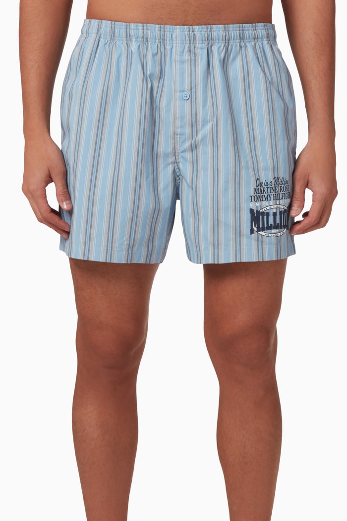 

Striped Boxers in Cotton, Blue