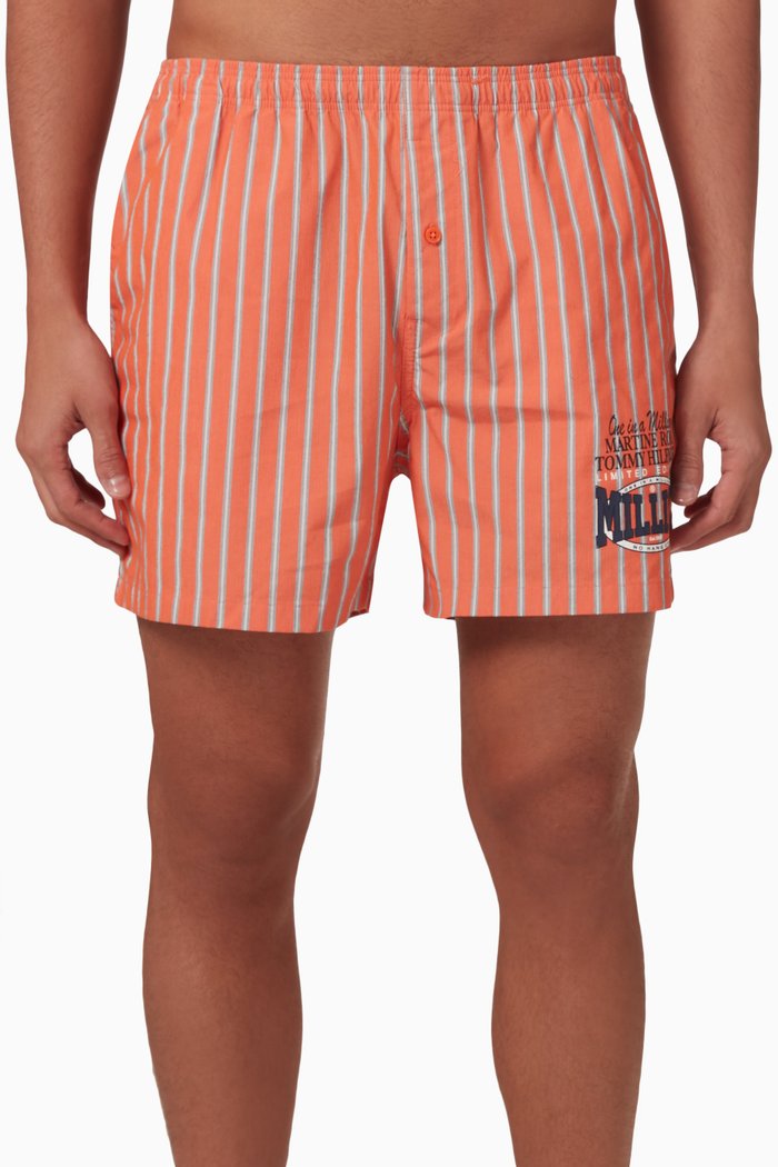 

x Martine Rose Striped Boxers in Cotton, Orange