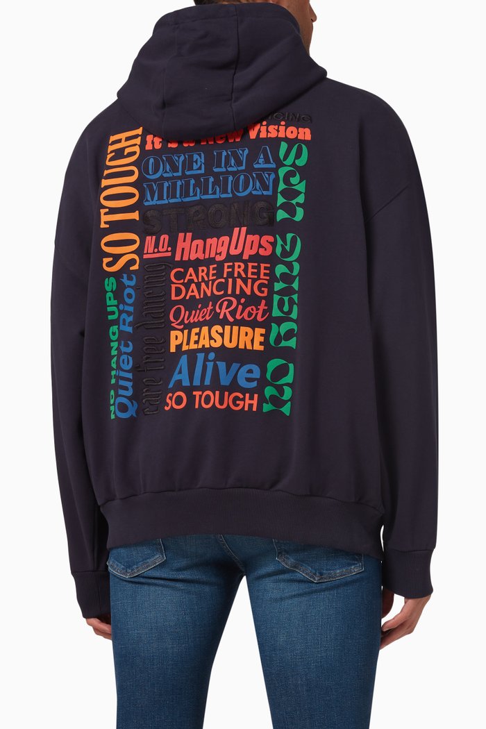 x Martine Rose Hoodie in Organic Cotton Fleece, Blue