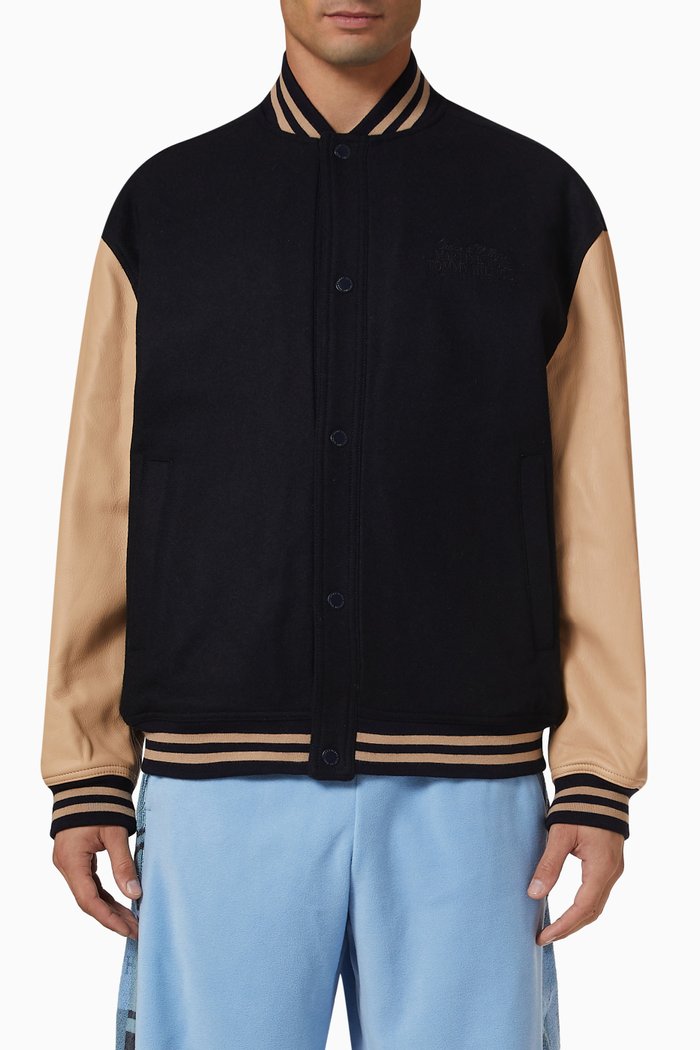 

x Martine Rose Oversized Varsity Jacket in Virgin Wool Blend, Blue