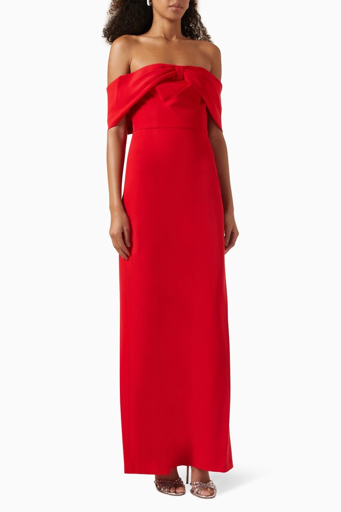 

Julia Off-shoulder Maxi Dress in Stretch-crepe, Red