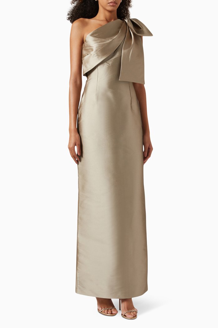 

Bonnie Maxi Dress in Stretch Mikado, Gold