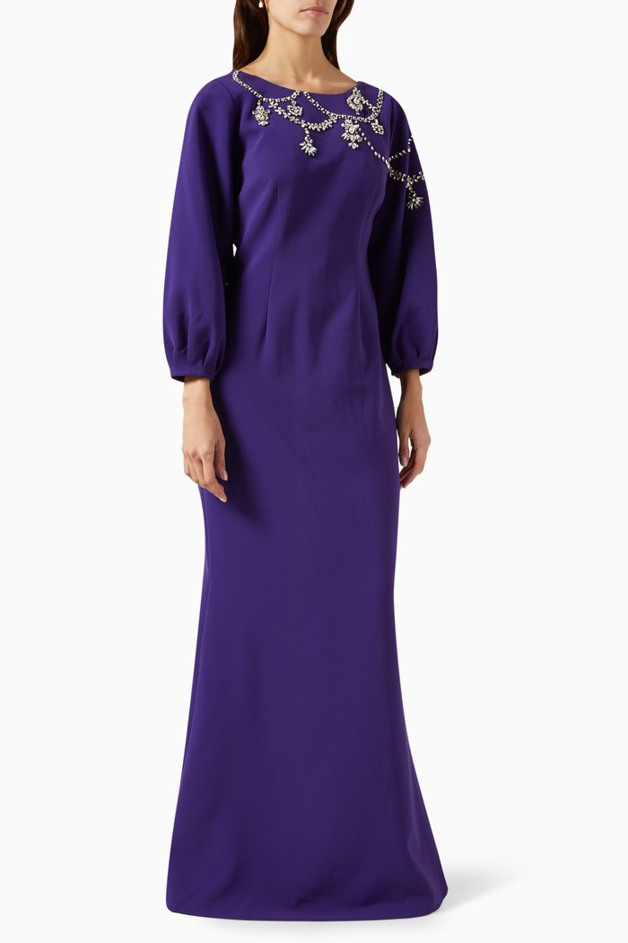 

Giselle Crystal Gown in Stretch-crepe, Purple