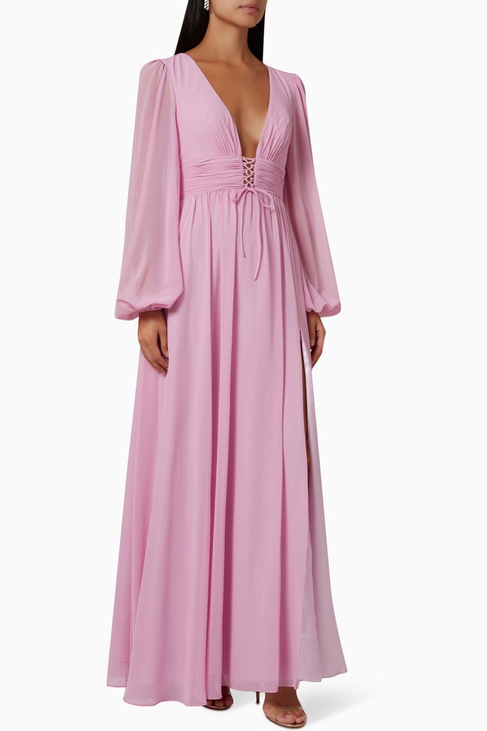 

Lace-up Gown in Chiffon, Purple