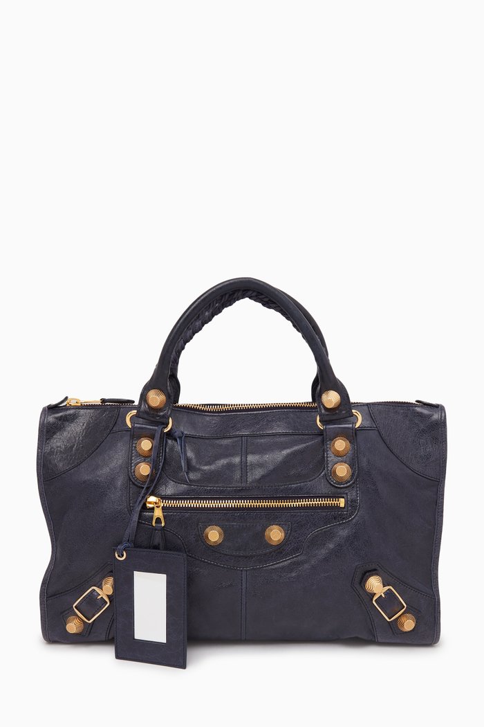 

Max City Tote Bag in Leather, Blue