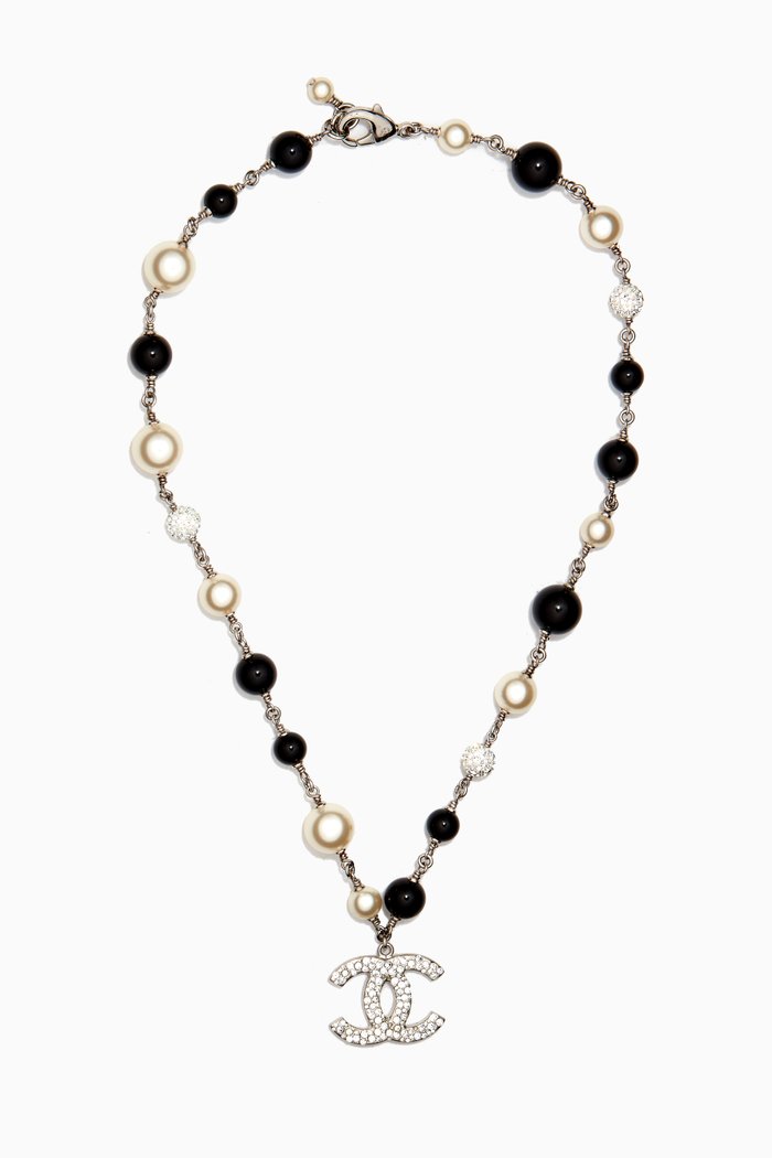 

CC Crystal & Pearl Necklace, Silver