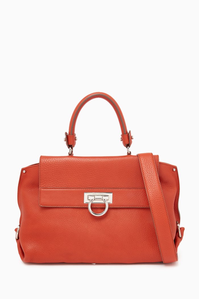 

Sofia Top Handle Bag in Leather, Neutral