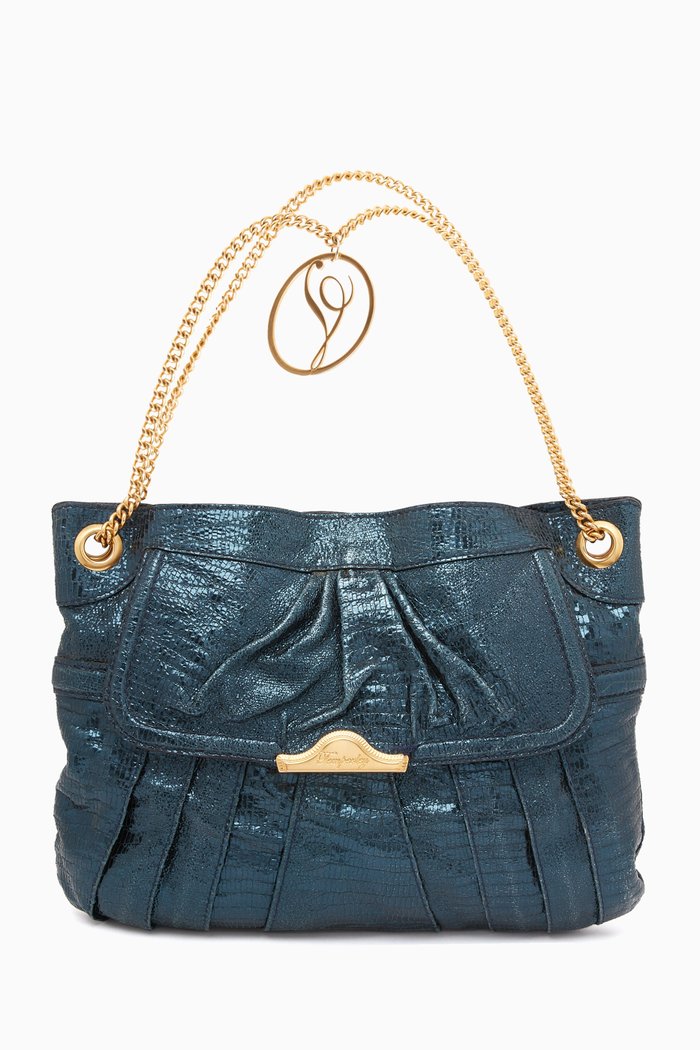 

Shoulder Bag in Python-leather, Blue