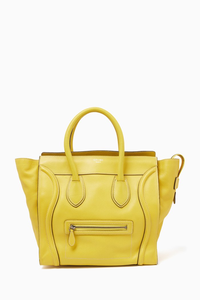 

Mini Luggage Tote Bag in Leather, Yellow