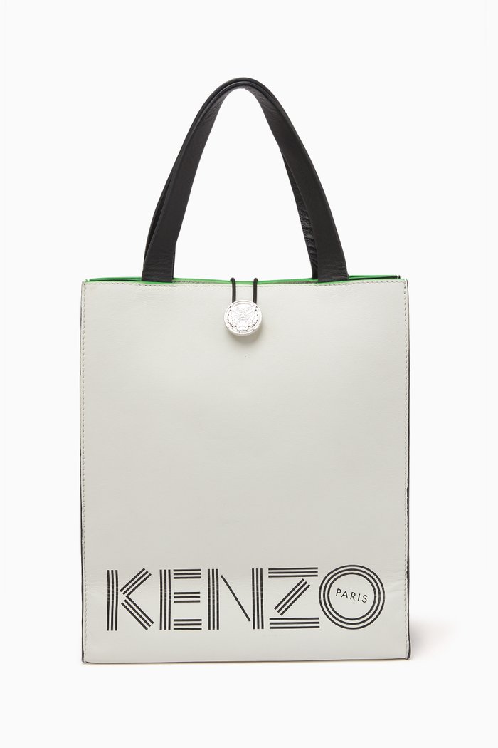 

x H&M Logo Tote Bag in Leather, White