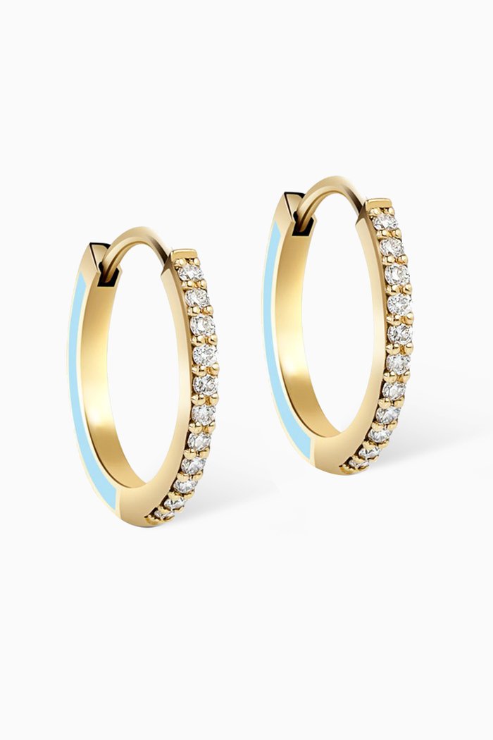 

Diamond & Enamel Huggies in 18kt Gold