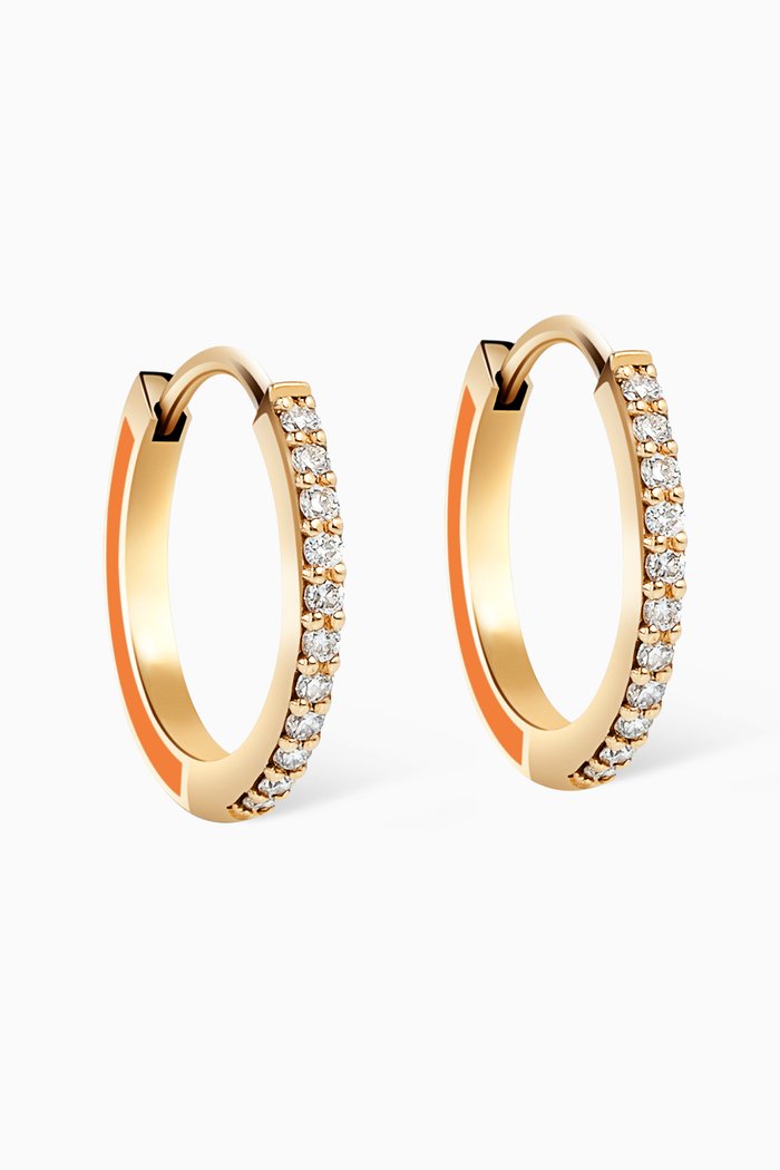 

Diamond & Enamel Huggies in 18kt Gold