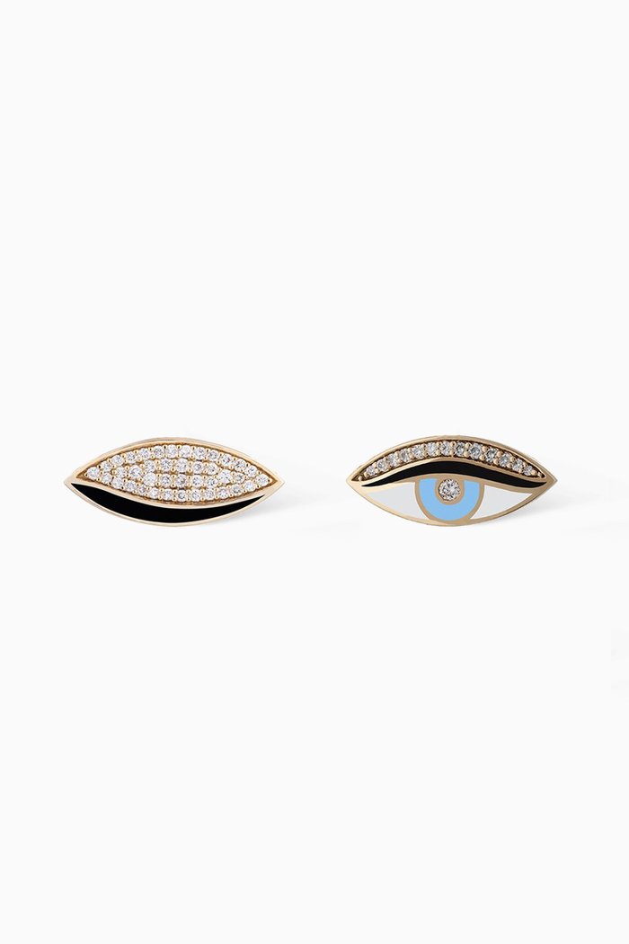 The Winky Eye Diamond Studs in 18kt Gold