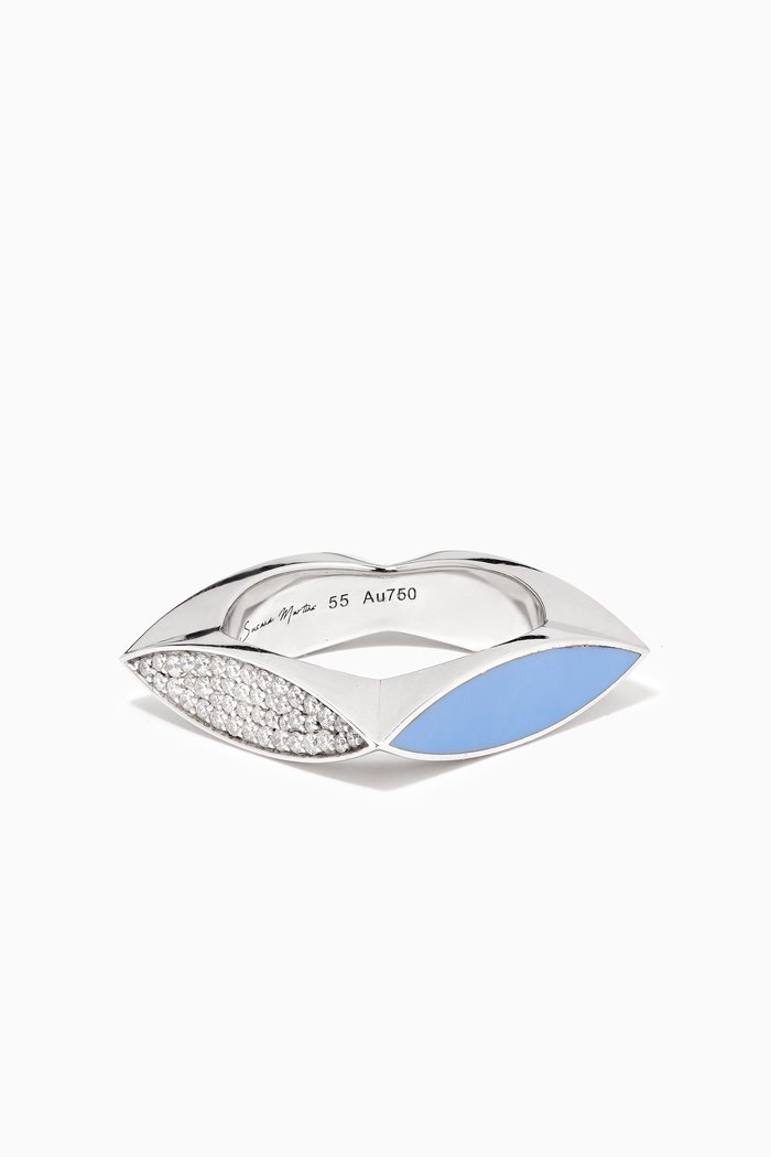 Unstoppable Frosting Diamond Ring in 18kt White Gold, Blue