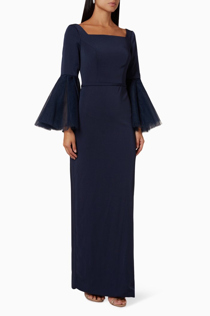 

Column Gown in Crepe, Blue