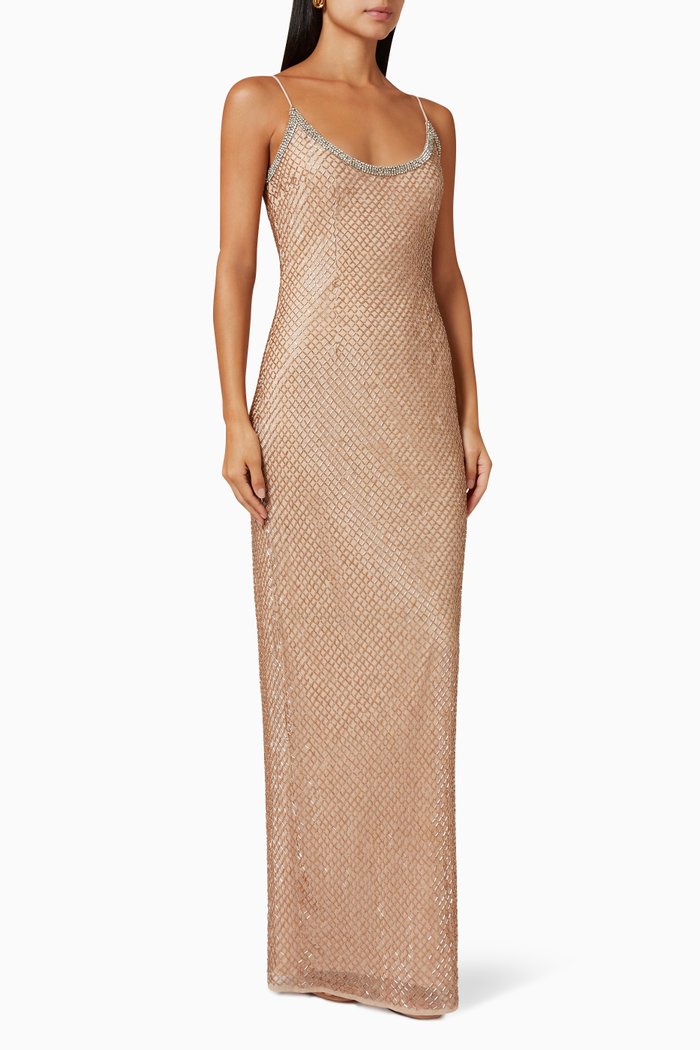

Beaded Slip Dress, Neutral