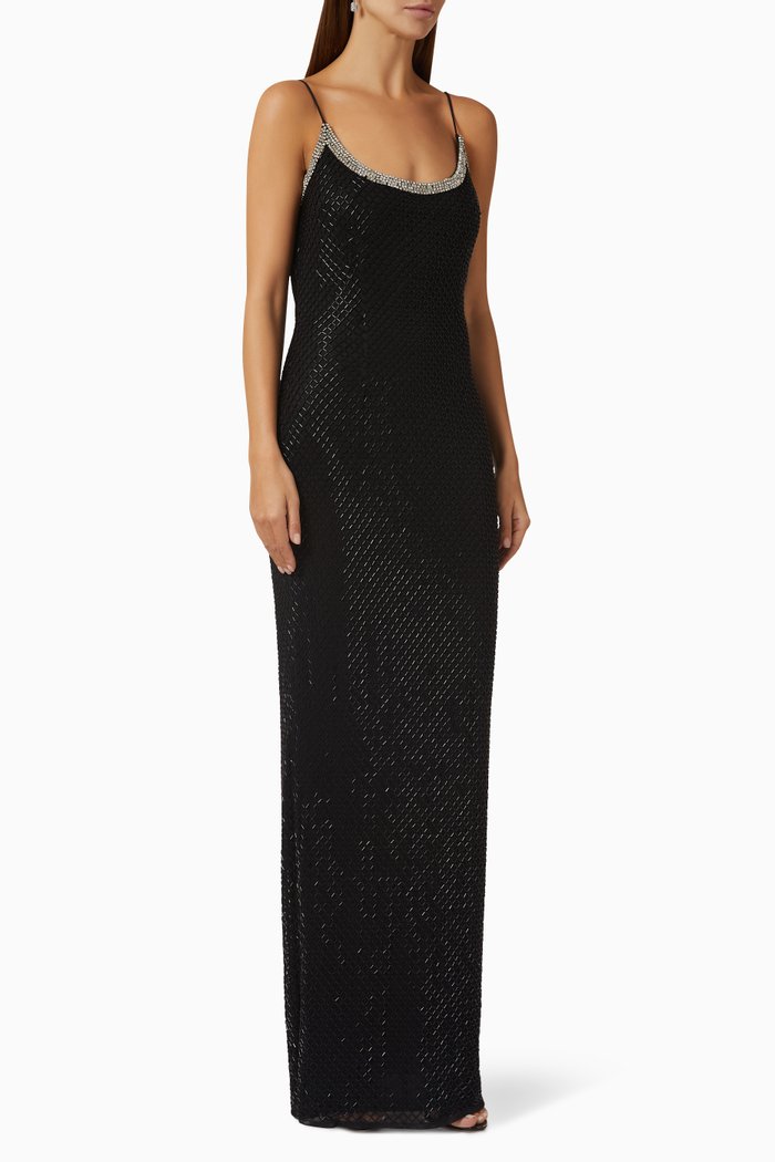 

Beaded Slip Dress, Black