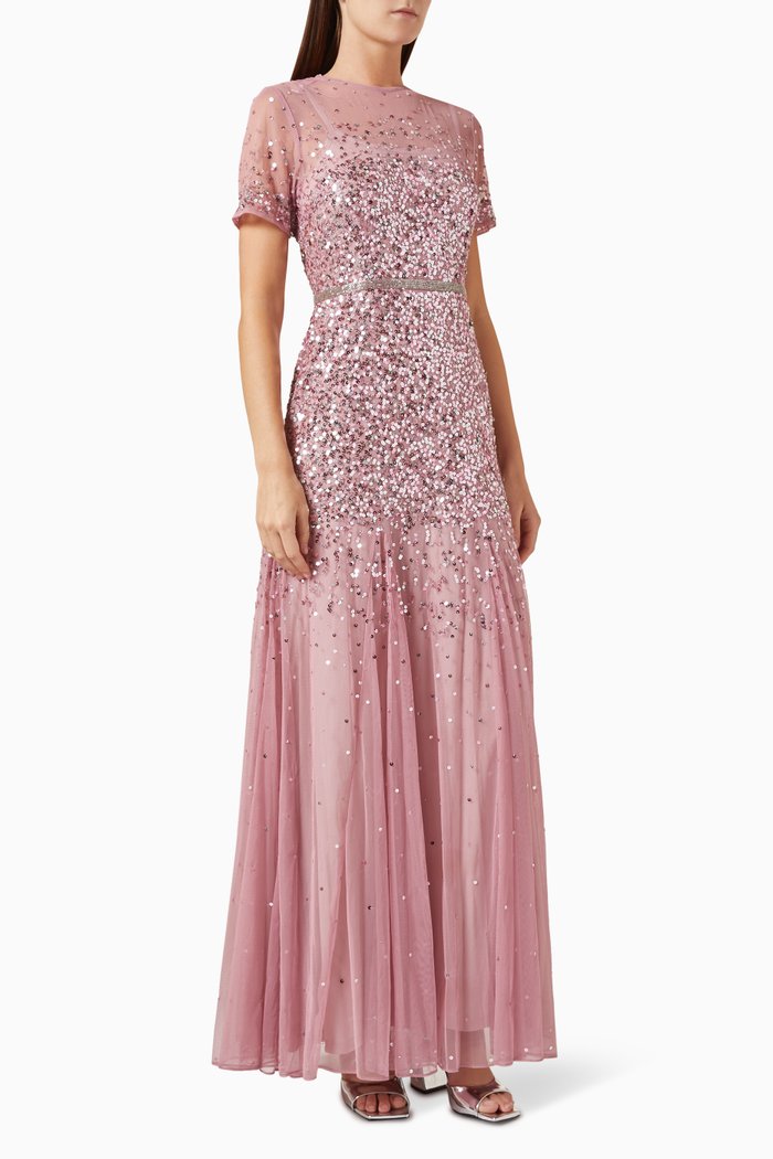 

Sequin Embellished Gown, Pink