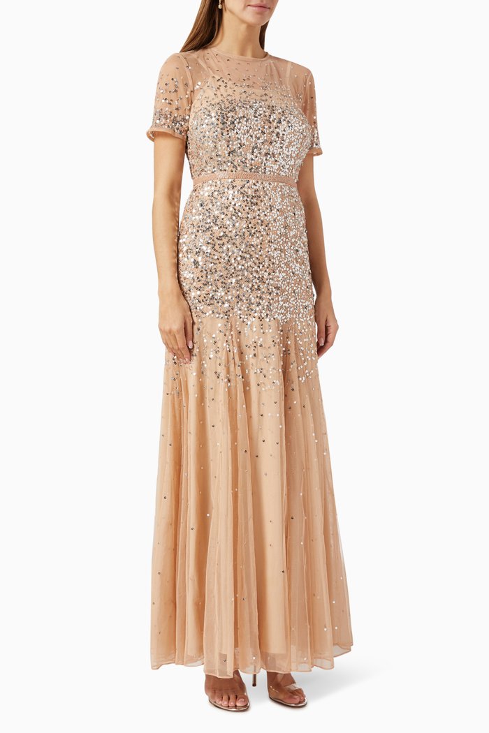 

Sequin Embellished Gown, Silver
